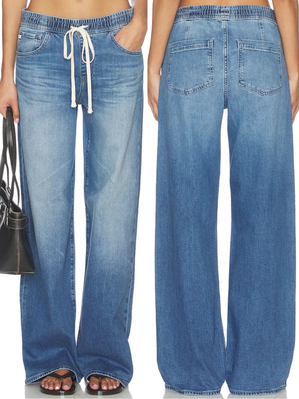 Adriano Goldschmied AG Adria Cinched Low Rise Wide Leg Jeans